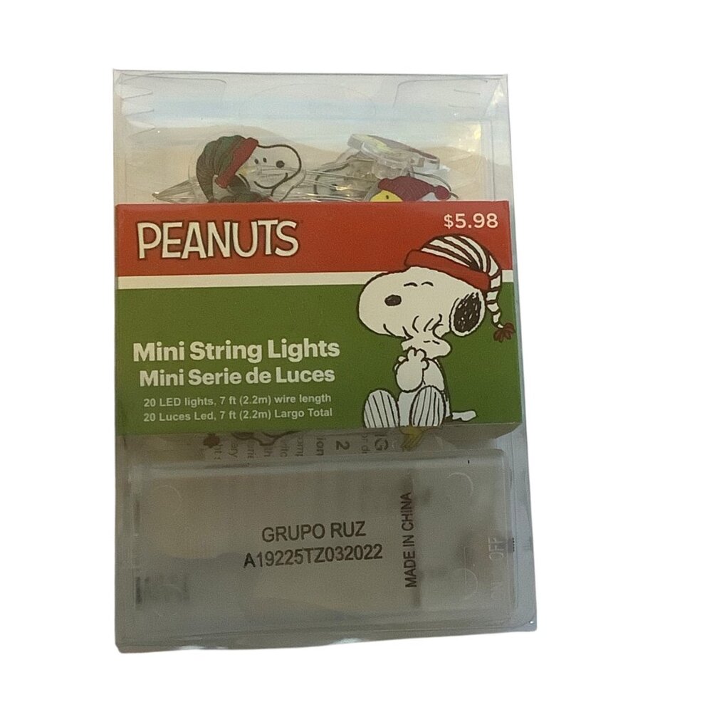 Peanuts Snoopy & Woodstock Mini String Lights 20 LED‎ 7 Ft Indoor Holiday Decor